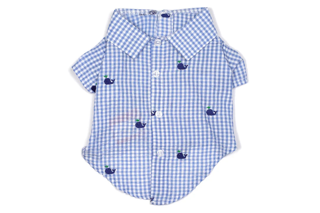 Dog Shirt - Gingham Whales
