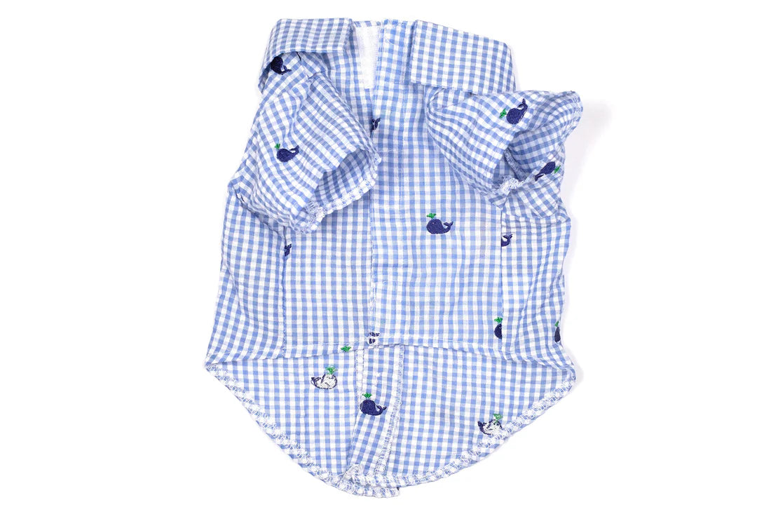 Dog Shirt - Gingham Whales